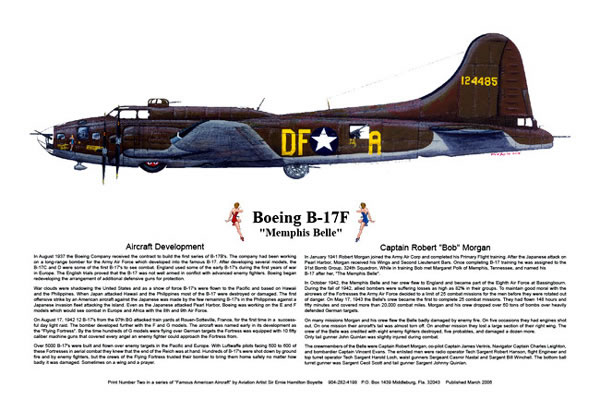 "B-17F - Memphis Belle"-Ernie Boyette-B-17 Flying Fortress World War II Art